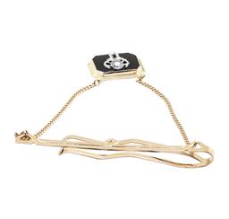 Tie Clip with Black Onyx - 10KT Yellow Gold