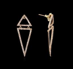 0.90 ctw Diamond Earrings - 14KT Rose Gold