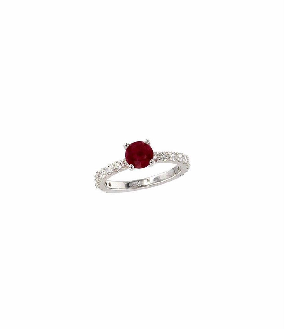 2.84 ctw Ruby and Diamond Wedding Set - 14KT White Gold