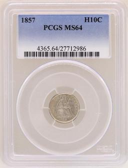 1857 Seated Liberty Half Dime Coin PCGS MS64