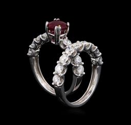 14KT White Gold 1.62 ctw Ruby and Diamond Wedding Set