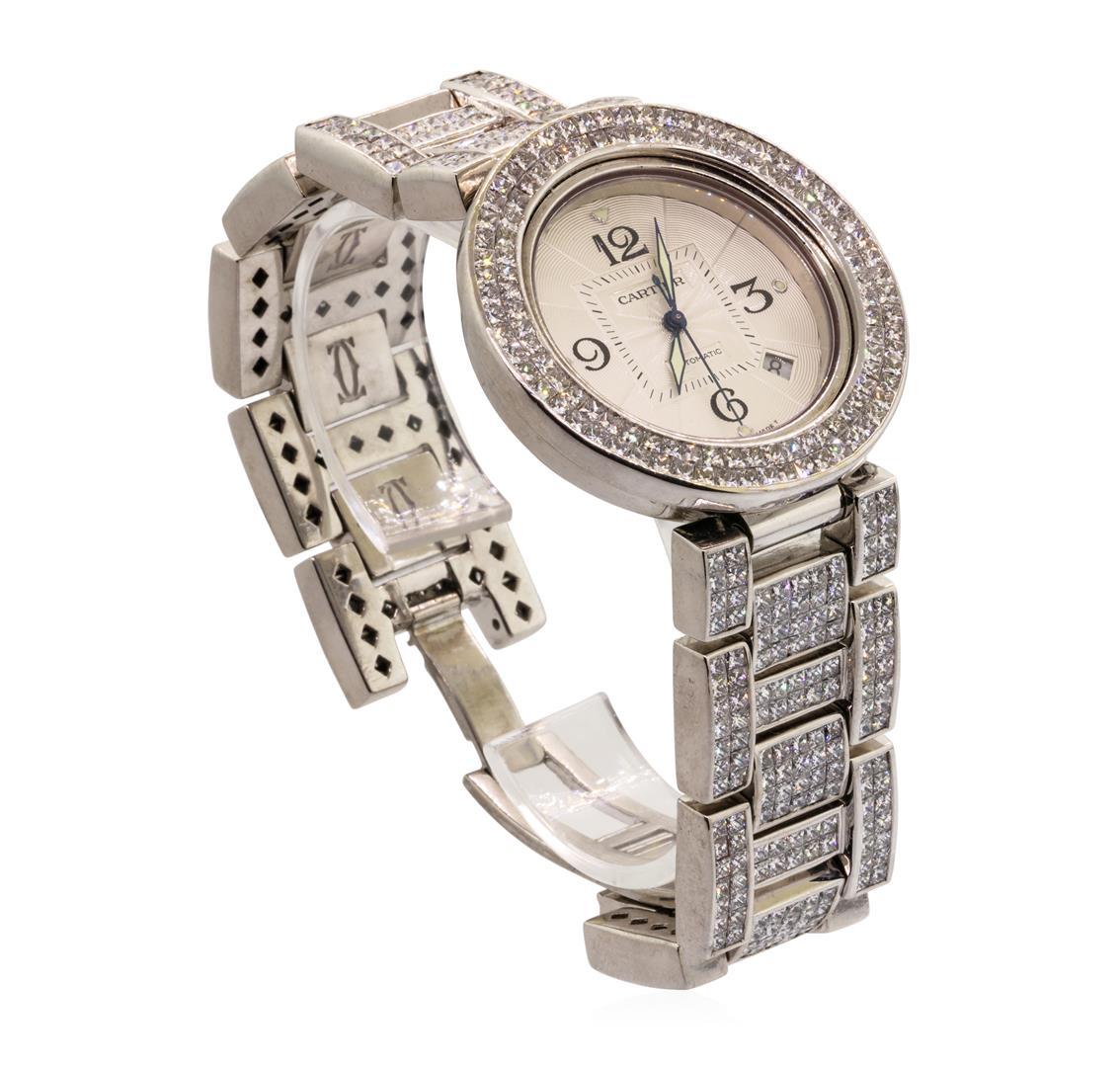 Cartier Men's Pasha Wristwatch with Custom Diamonds - Stainless Steel