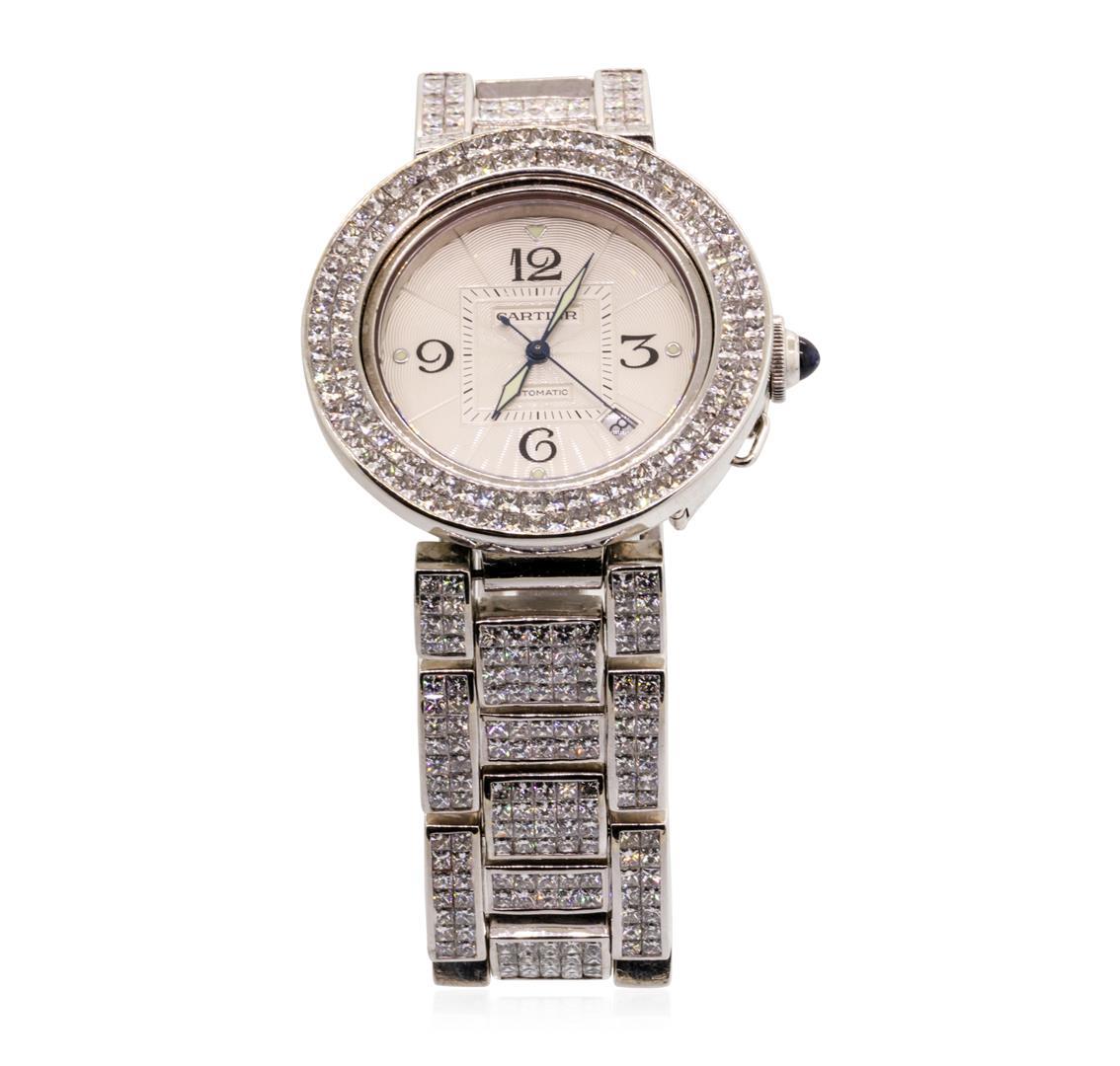 Cartier Men's Pasha Wristwatch with Custom Diamonds - Stainless Steel