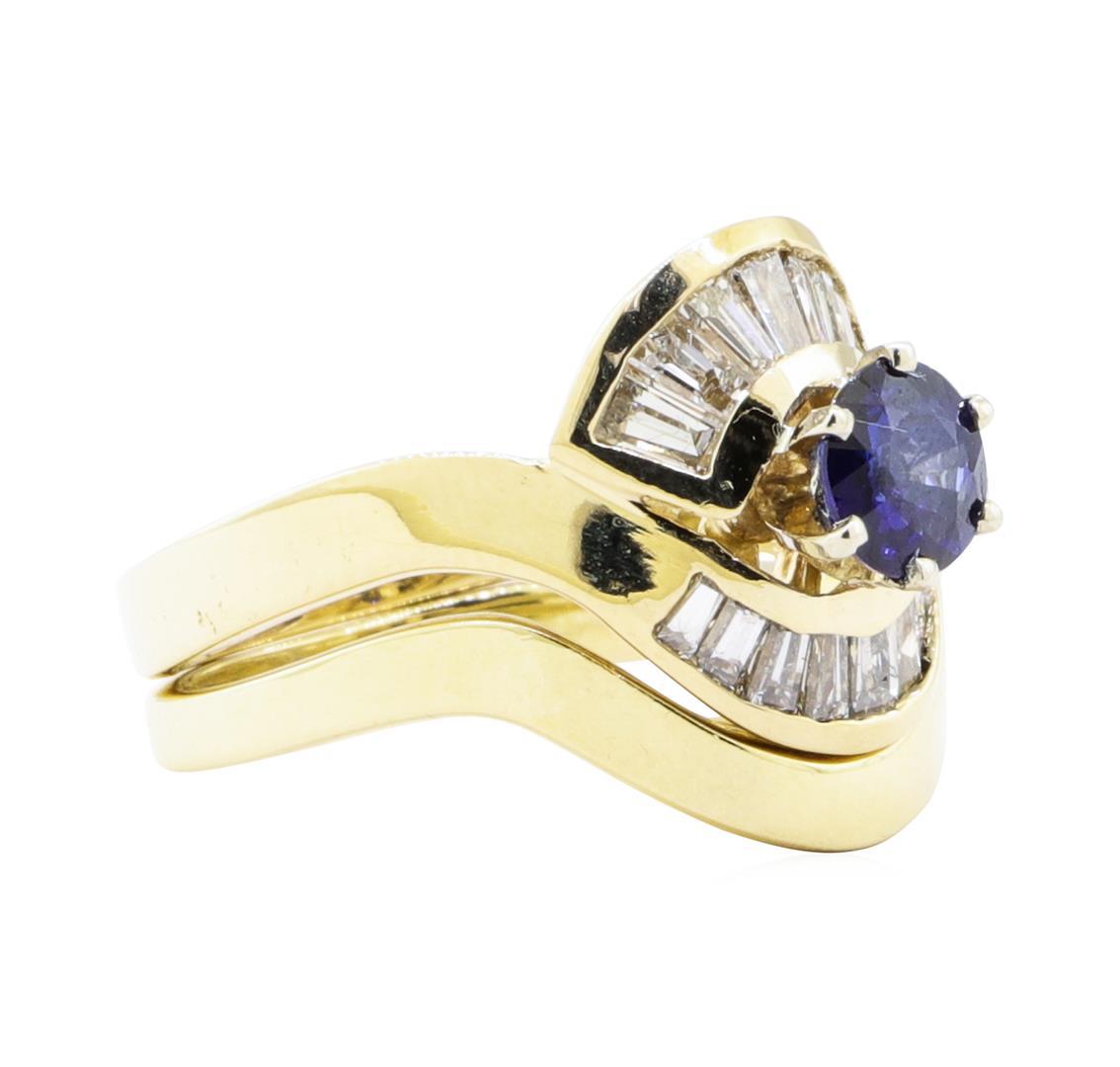 1.37 ctw Sapphire And Diamond Ring And Band - 14KT Yellow Gold