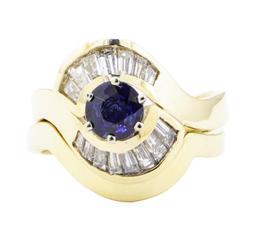 1.37 ctw Sapphire And Diamond Ring And Band - 14KT Yellow Gold