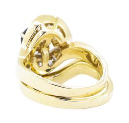 1.37 ctw Sapphire And Diamond Ring And Band - 14KT Yellow Gold