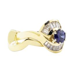 1.37 ctw Sapphire And Diamond Ring And Band - 14KT Yellow Gold