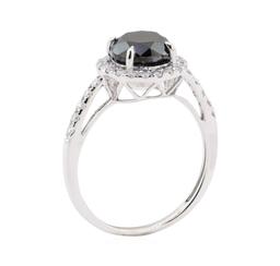 2.54 ctw Black Diamond Ring - 14KT White Gold