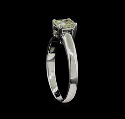 0.70 ctw Light Yellow Diamond Solitaire Ring - 14KT White Gold