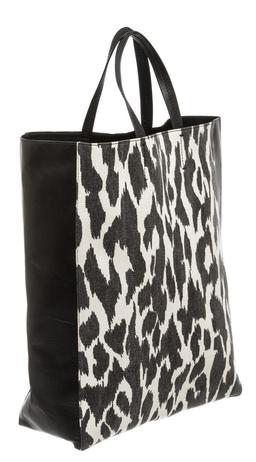 Celine Leopard Printed Jute Vertical Cabas Tote Bag
