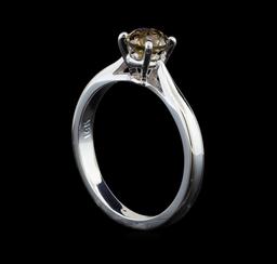 14KT White Gold 0.71 ctw Round Cut Fancy Brown Diamond Solitaire Ring
