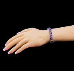 24.48 ctw Tanzanite and Diamond Bracelet - 14KT White Gold