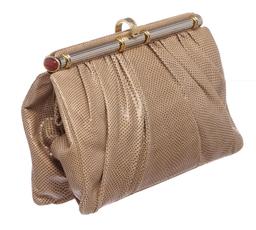 Judith Leiber Beige Snakeskin Clutch