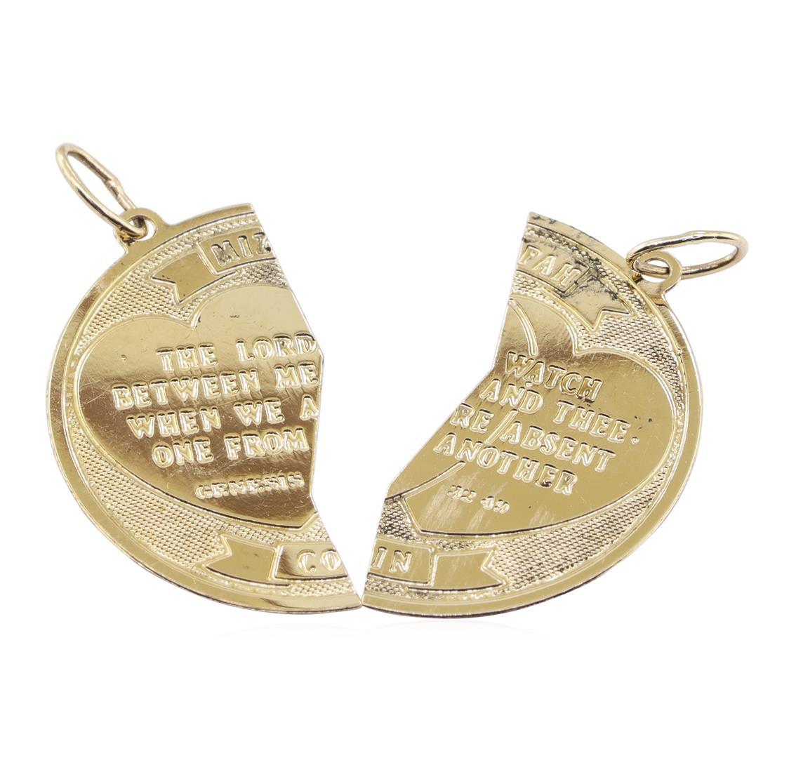 Mizpah Coin Pendant - 14KT Yellow Gold