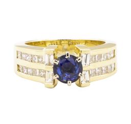 2.05 ctw Blue Sapphire And Diamond Ring - 14KT Yellow Gold