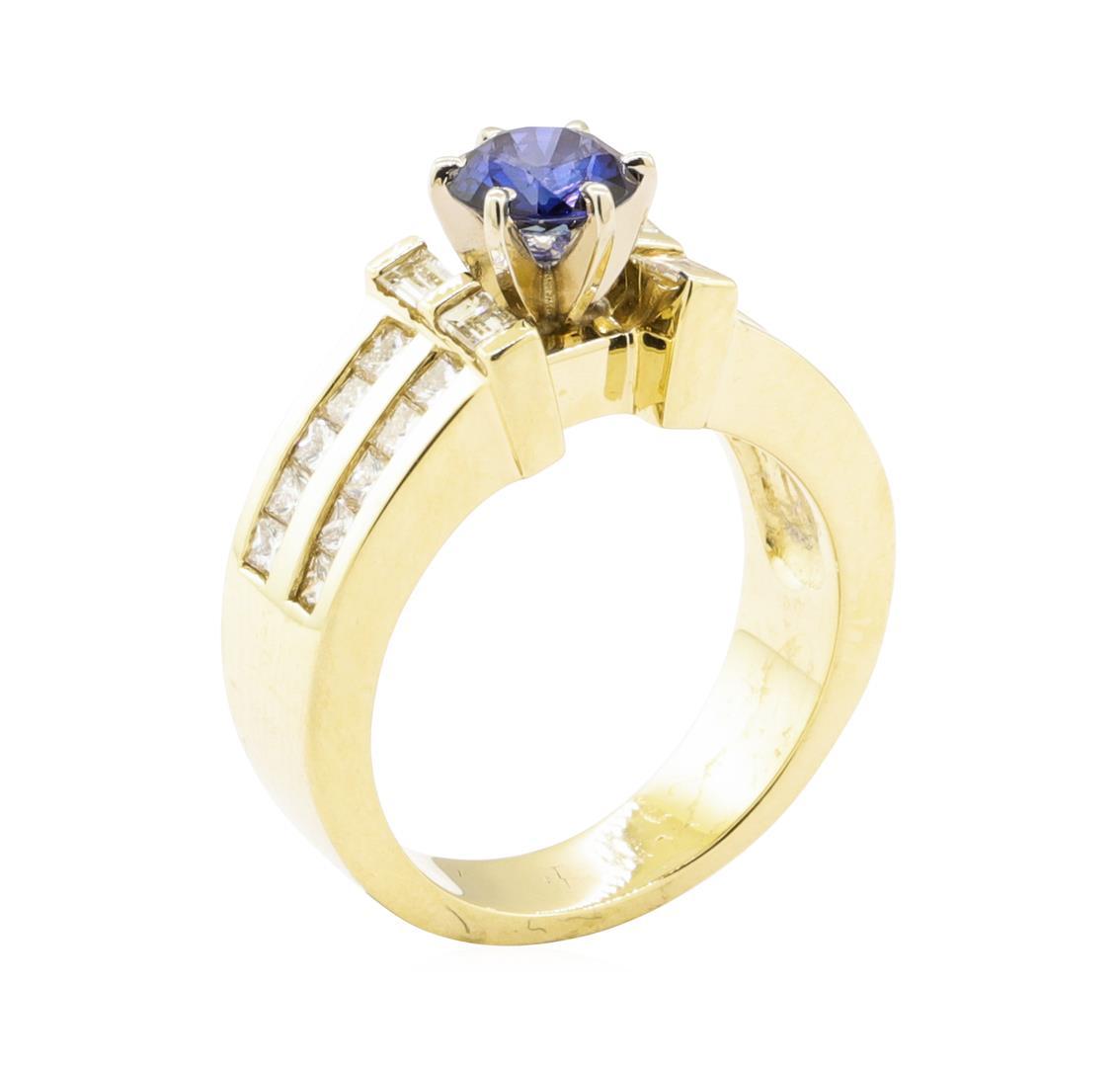 2.05 ctw Blue Sapphire And Diamond Ring - 14KT Yellow Gold