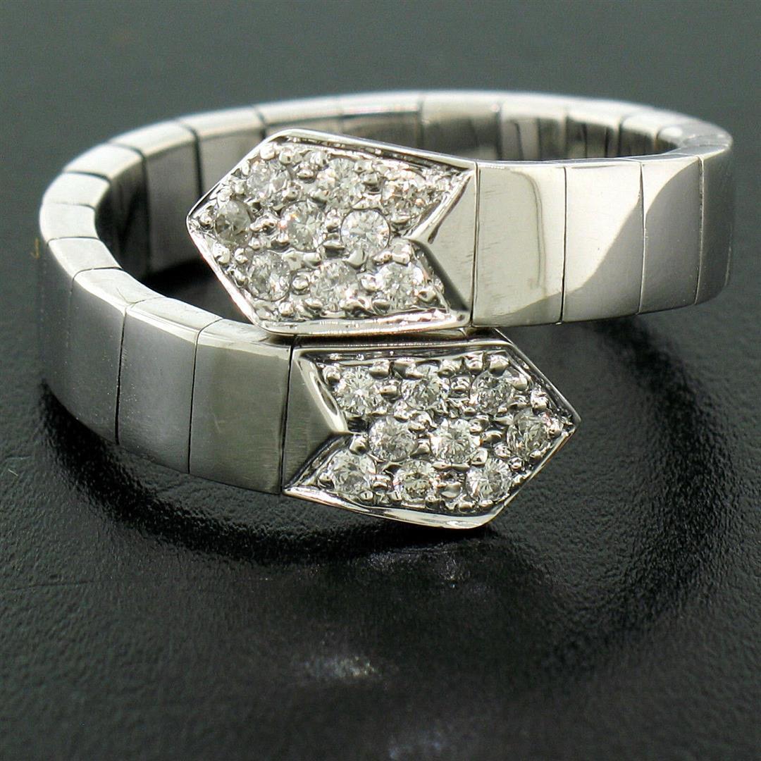 18kt White Gold 0.30 ctw Diamond Flexible Bar Link Wrap Ring