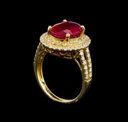 14KT Yellow Gold 4.25 ctw Ruby and Diamond Ring