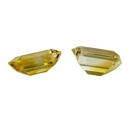 13.38 ctw.Natural Emerald Cut Citrine Quartz Parcel of Two