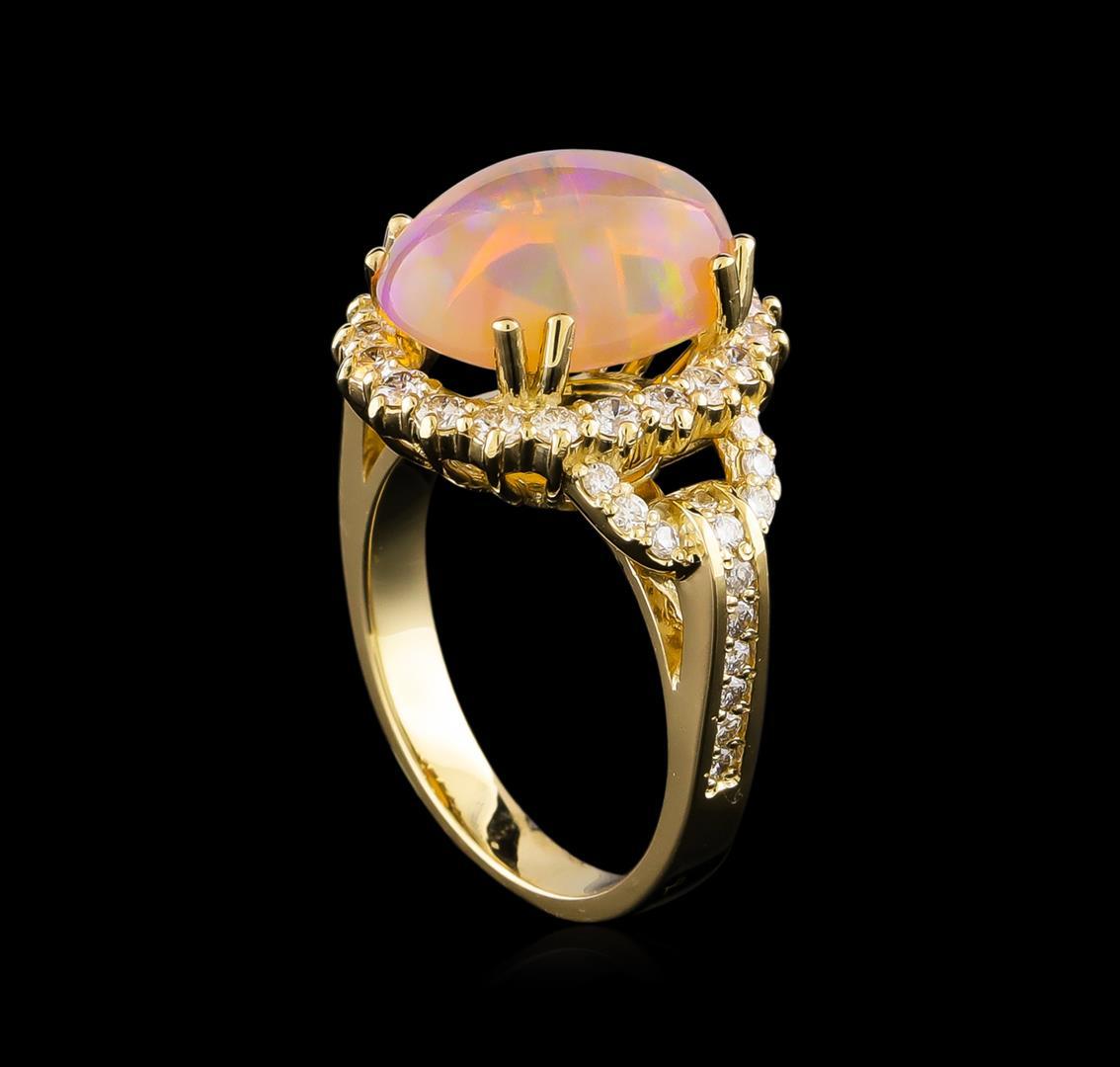 4.01 ctw Opal and Diamond Ring - 14KT Yellow Gold