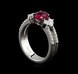 1.25 ctw Ruby and Diamond Ring - 18KT White Gold