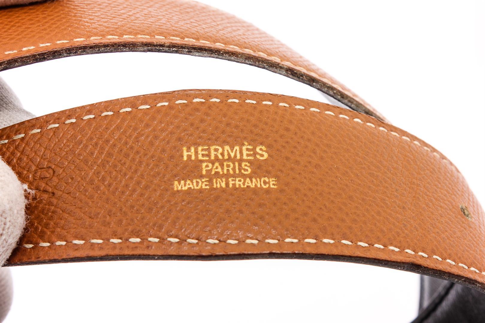 Hermes Brown Black Reversible Leather Belt Gold-Plated H Buckle 70