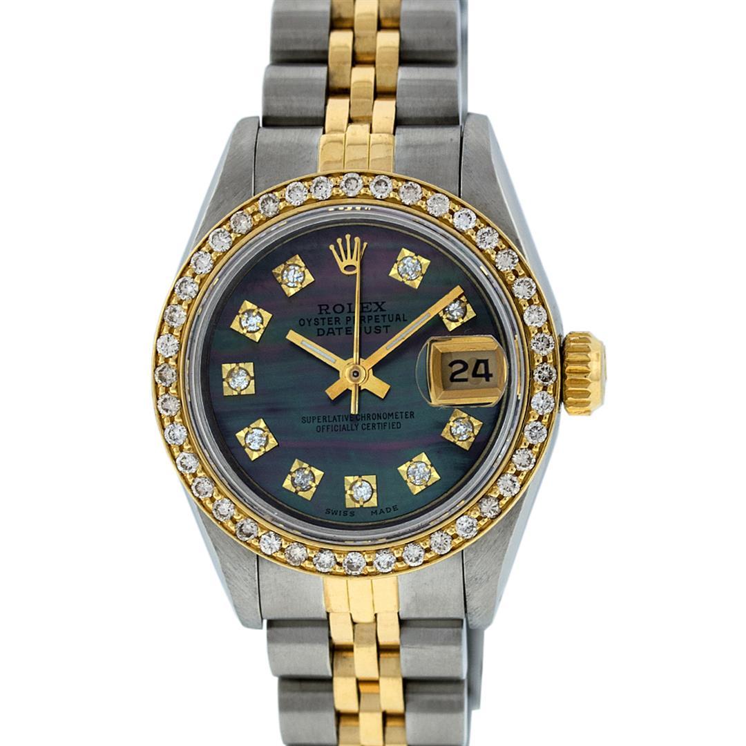 Rolex Ladies 2 Tone 14K Tahitian MOP Diamond Datejust Wristwatch