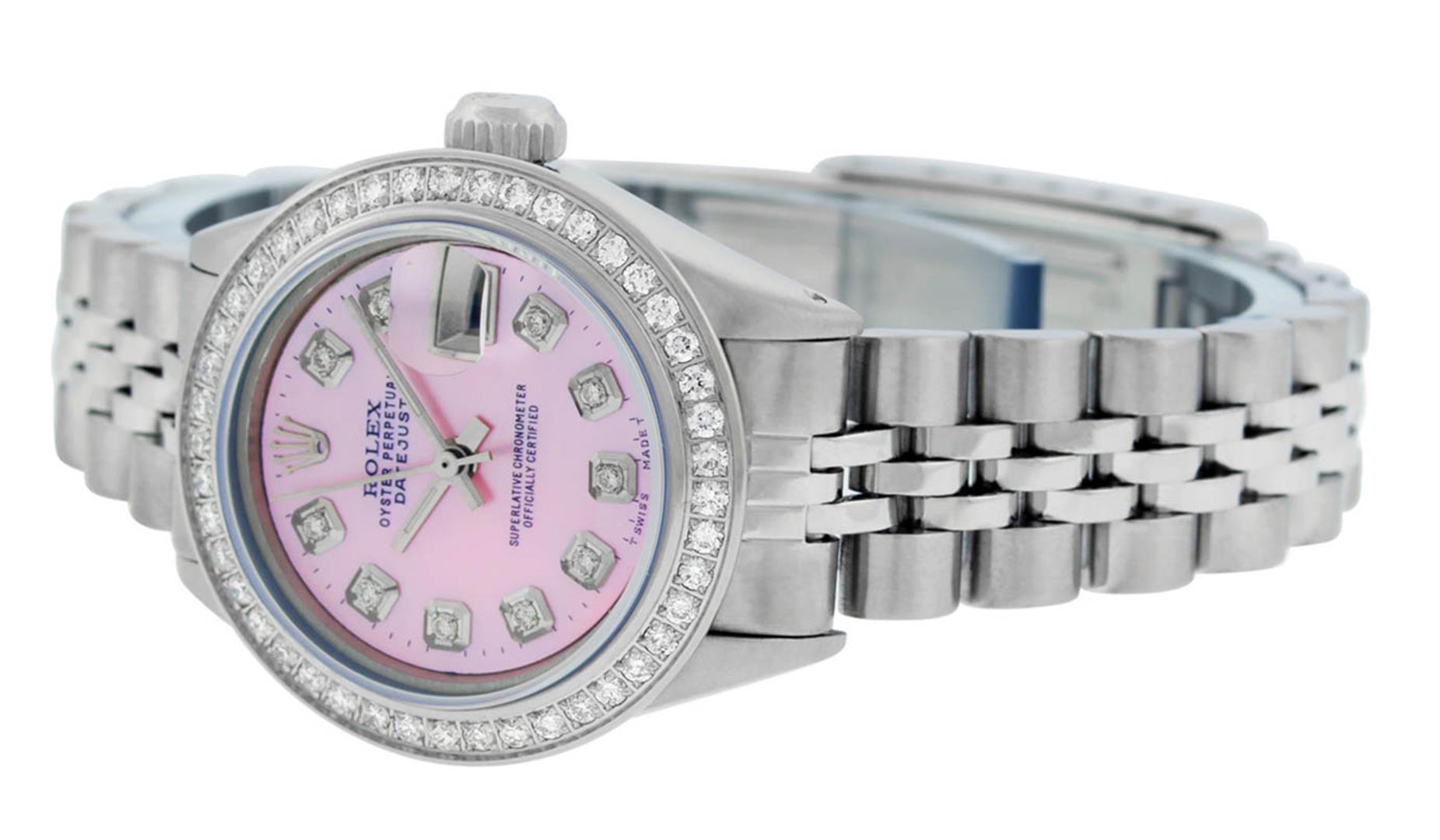 Rolex Ladies Stainless Steel Pink MOP Diamond Datejust Wriwatch