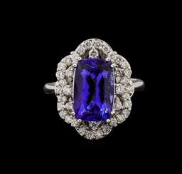 14KT White Gold 4.71 ctw Tanzanite and Diamond Ring