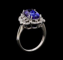 14KT White Gold 4.71 ctw Tanzanite and Diamond Ring