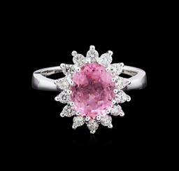 2.40 ctw Pink Topaz and Diamond Ring - 14KT White Gold