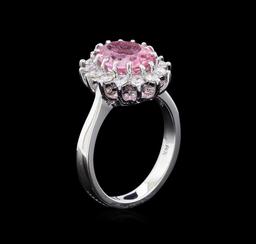 2.40 ctw Pink Topaz and Diamond Ring - 14KT White Gold