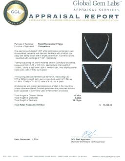 14KT White Gold 16.08 ctw Tanzanite and Diamond Necklace