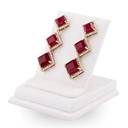16.77 ctw Ruby and 1.41 ctw Diamond 14K Yellow Gold Earrings