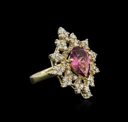 14KT Yellow Gold 3.57 ctw Tourmaline and Diamond Ring