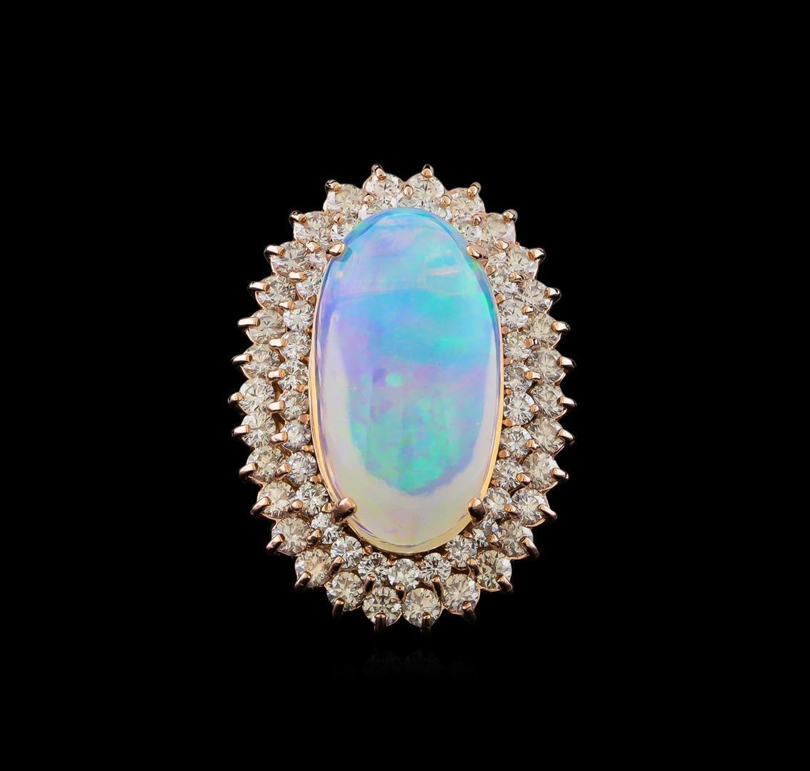 16.01 ctw Opal and Diamond Ring - 14KT Rose Gold