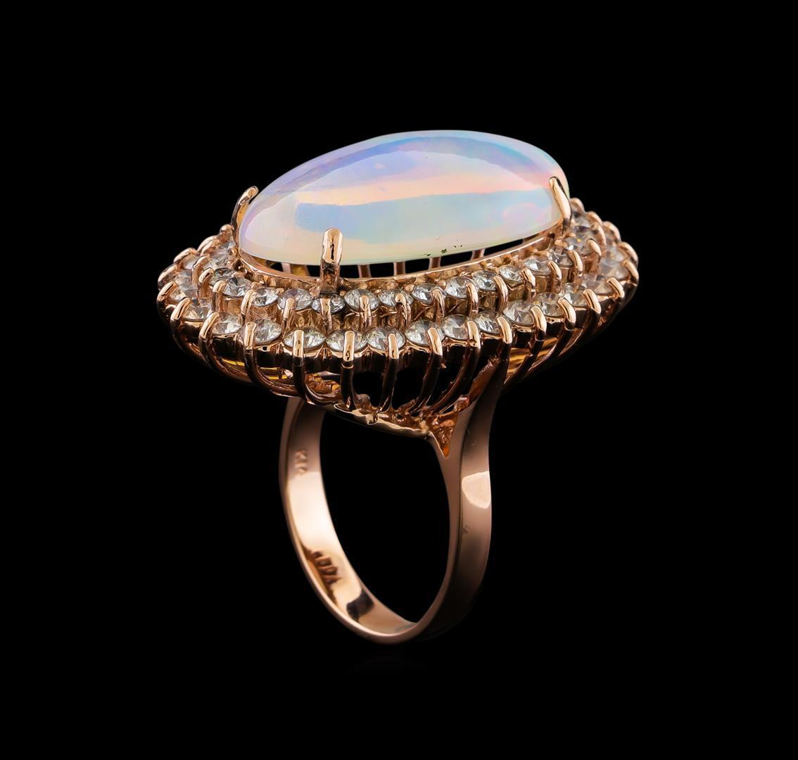 16.01 ctw Opal and Diamond Ring - 14KT Rose Gold