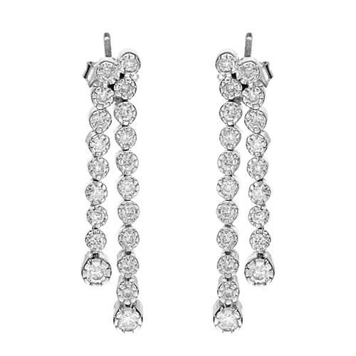 14k White Gold 0.98CTW Diamond Earrings, (I1-I2/H-I)