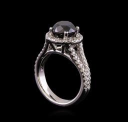 3.58 ctw Black Diamond Ring - 14KT White Gold