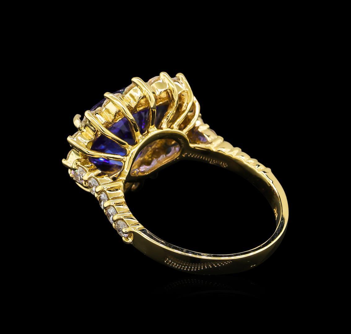 5.39 ctw Tanzanite and Diamond Ring - 14KT Yellow Gold