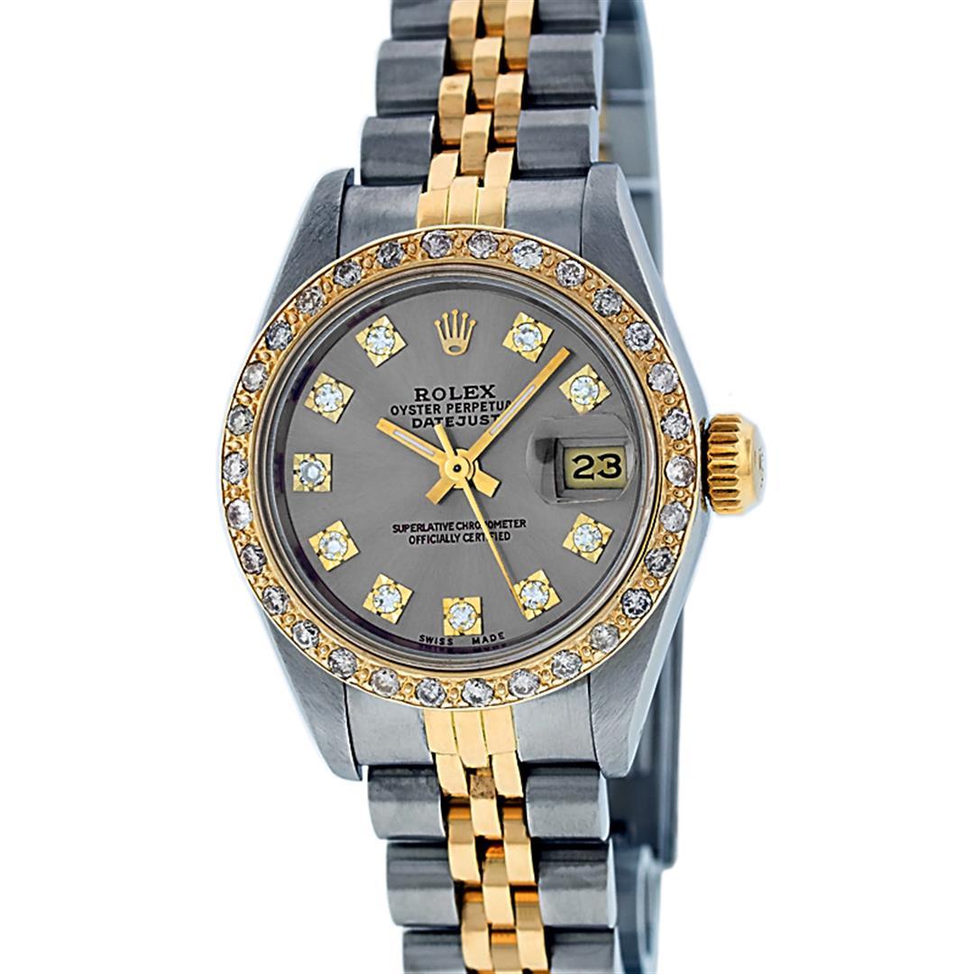 Rolex Ladies 2 Tone Yellow Gold Slate Grey VS Diamond Datejust Wristwatch