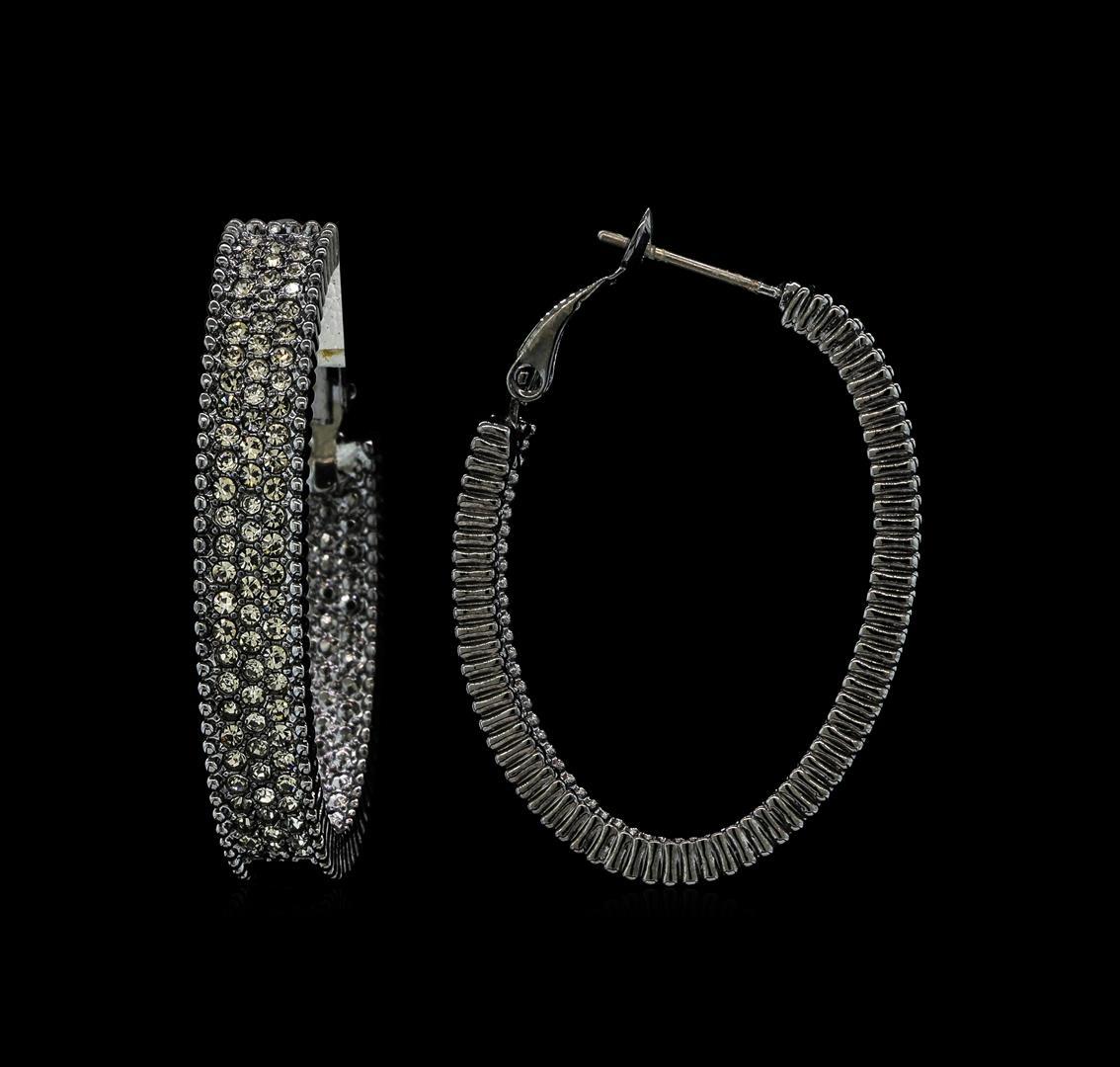 6x38mm Crystal Hoop Earrings - Black Rhodium