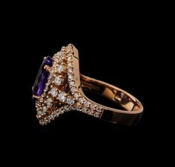 3.11 ctw Tanzanite and Diamond Ring - 14KT Rose Gold