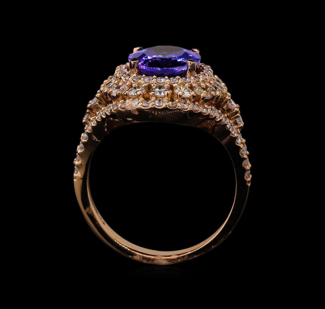 3.11 ctw Tanzanite and Diamond Ring - 14KT Rose Gold