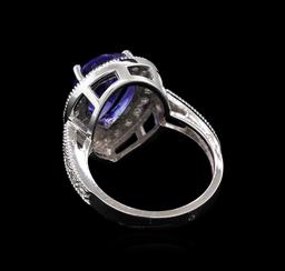 3.30 ctw Tanzanite and Diamond Ring - 14KT White Gold