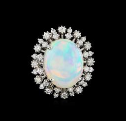 11.69 ctw Opal and Diamond Ring - 14KT White Gold