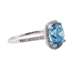 4.46 ctw Blue Zircon and Diamond Ring - 14KT White Gold