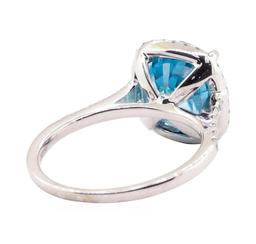 4.46 ctw Blue Zircon and Diamond Ring - 14KT White Gold