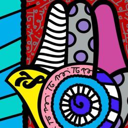 Romero Britto "Hamsa Red Up" Hand Signed Giclee on Canvas; Authenticated