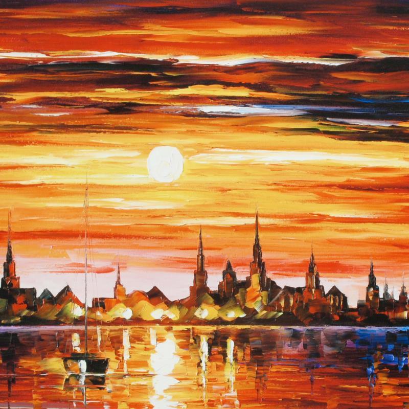 Leonid Afremov (1955-2019) "Sunset in Barcelona" Limited Edition Giclee on Canva